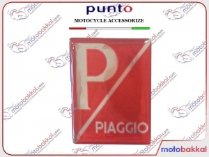 Piaggio Punto Amblem Ön Panel Logo Tırnaklı Geçme Üzerine Yapışan Tip Kırmızı-Gümüş